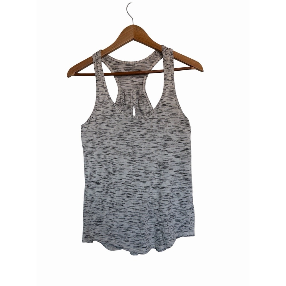 Lululemon Gray Space‎ Dye Racerback Tank Top Open Back Split Detail Womens Small